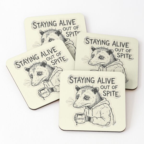 Item preview, Staying Alive Out Of Spite Opossum Drinking Coffee designed and sold by Dariusz.K.