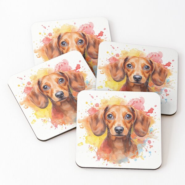 Item preview, Watercolor Red Dachshund Portrait with Color Splash designed and sold by ZoesPlace.