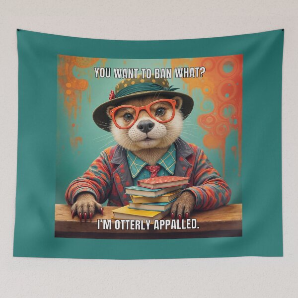 Item preview, Anti Book Ban Otter Reading Meme designed and sold by Its-puppy-life.