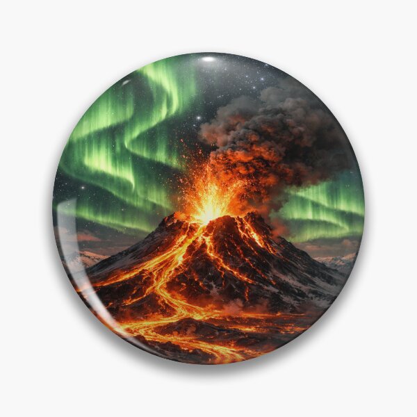 Item preview, Iceland Volcano Eruption Under Northern Lights – Aurora Lava Fantasy Night Art designed and sold by Globalcitytees.