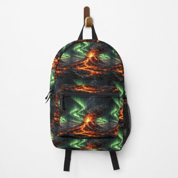 Item preview, Iceland Volcano Eruption Under Northern Lights – Aurora Lava Fantasy Night Art designed and sold by Globalcitytees.