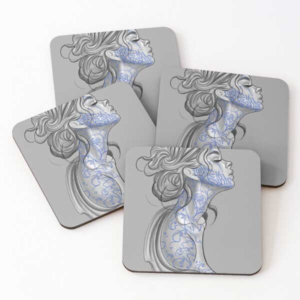 Item preview, Girl with Japanese Flower Tattoos and Waves designed and sold by Prolificreate.