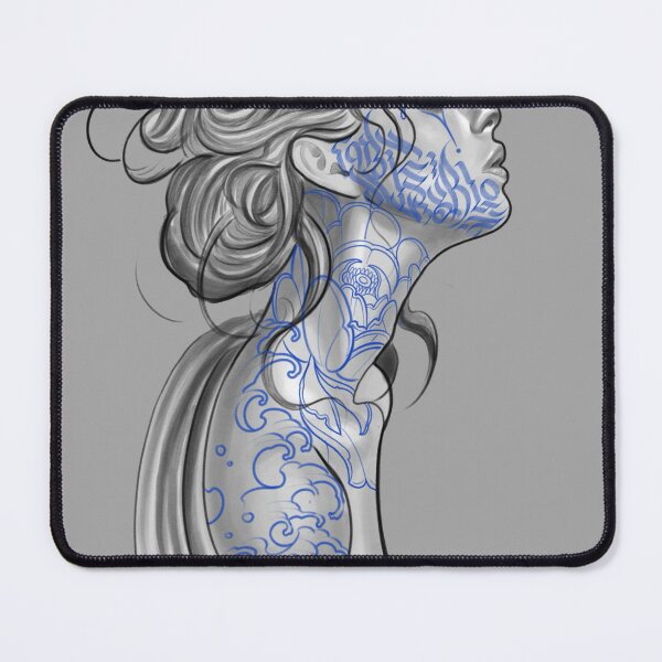 Item preview, Girl with Japanese Flower Tattoos and Waves designed and sold by Prolificreate.