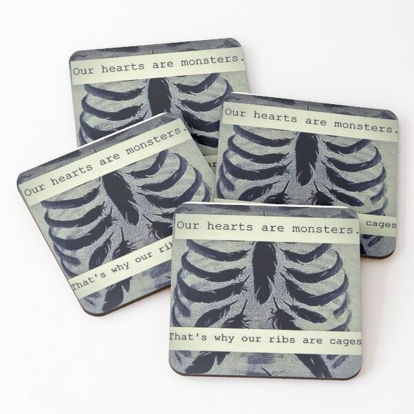 Item preview, Our Hearts Are Monsters – Dark Gothic Quote Ribcage Art designed and sold by GraveyardGlam.