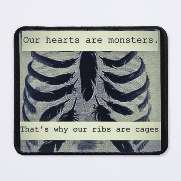 Item preview, Our Hearts Are Monsters – Dark Gothic Quote Ribcage Art designed and sold by GraveyardGlam.