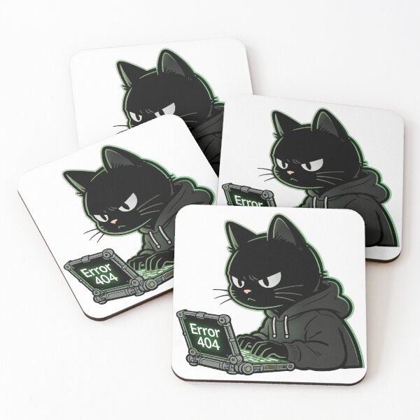 Item preview, Grumpy Hacker Black Cat Error 404 Coding designed and sold by Modern Badge.