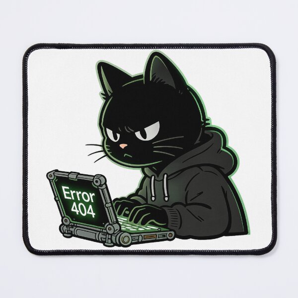 Item preview, Grumpy Hacker Black Cat Error 404 Coding designed and sold by Modern Badge.
