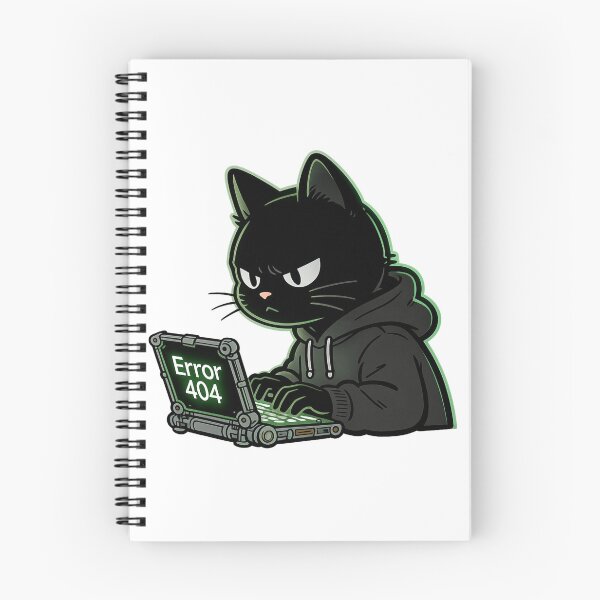 Item preview, Grumpy Hacker Black Cat Error 404 Coding designed and sold by Modern Badge.