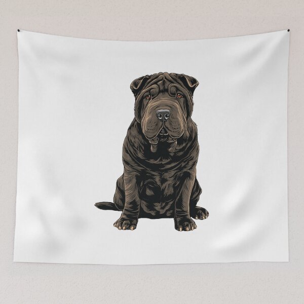 Item preview, Black Shar pei Dog Illustration designed and sold by whyitsme.