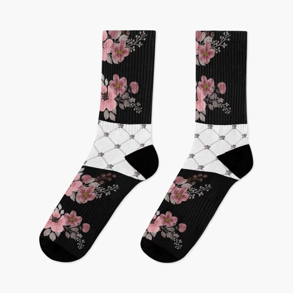 Item preview, Dark Floral Lattice – Gothic Pink Flower Pattern on Black designed and sold by GraveyardGlam.