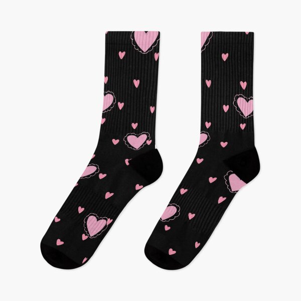 Item preview, Pink Hearts on Black – Cute Gothic Valentine Pattern designed and sold by GraveyardGlam.