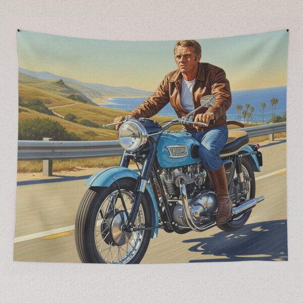 Item preview, Steve McQueen - Coastal Run: Vintage Blue Cruiser Art designed and sold by Art's Diner.