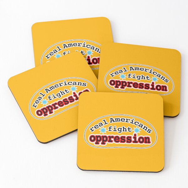 Item preview, Real Americans fight oppression, orange background designed and sold by mntimg.