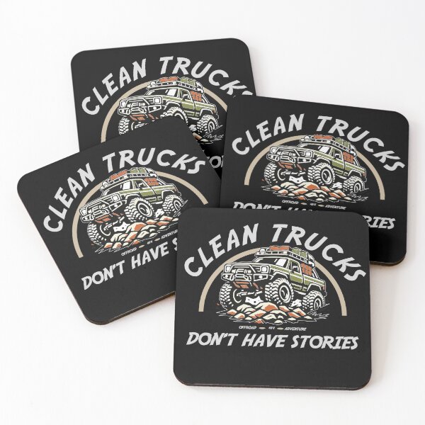 Item preview, Clean Trucks Don’t Have Stories – 4x4 Offroad Adventure Truck Shirt (White Design for Dark Tees) designed and sold by Freki & Geri.