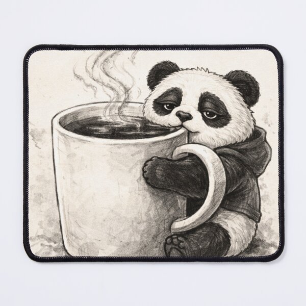 Item preview, Sleepy Panda Coffee Lover – Cozy Morning Sketch Art designed and sold by snaperos.