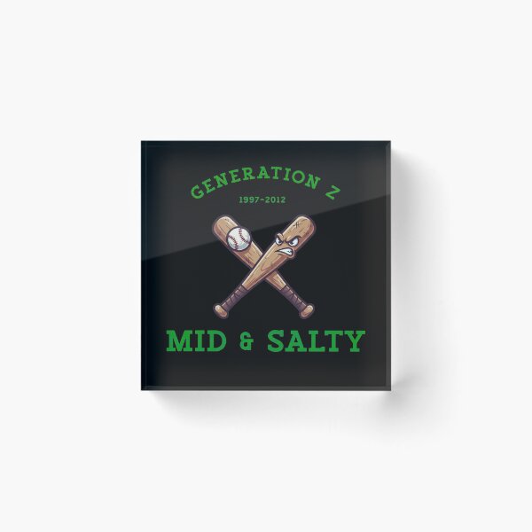 Item preview, Mid & Salty Baseball Edition - Crossed Bats & Angry Ball Design - Premium Athletic Fit Tee designed and sold by EquanimiTee.