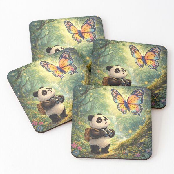 Item preview, Curious Panda Explorer – Magical Forest Butterfly Art designed and sold by snaperos.