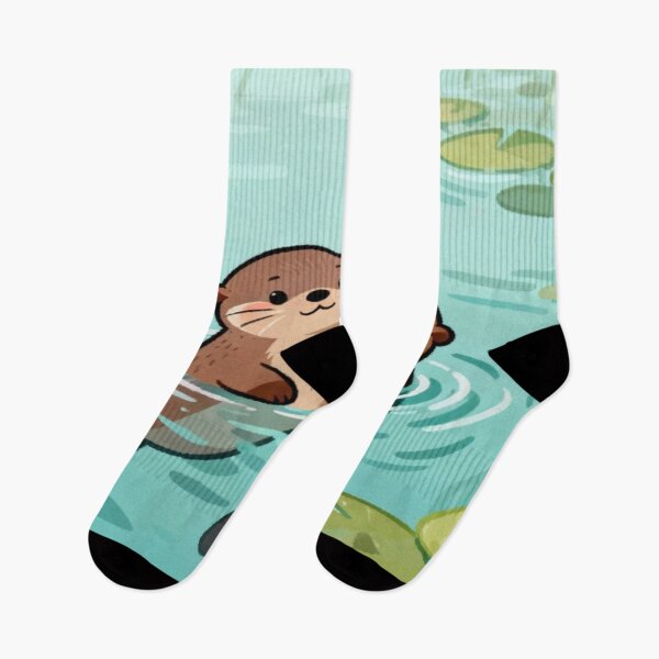 Item preview, Otter Love – Cute Cartoon Otters Hugging in Water designed and sold by Cristhian Almanza.