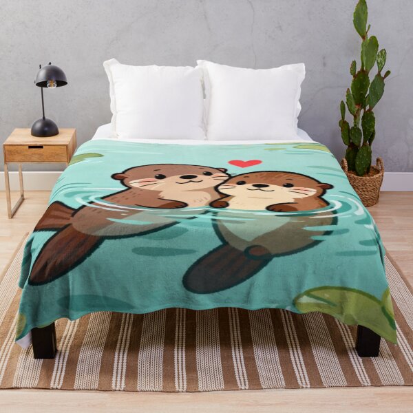 Item preview, Otter Love – Cute Cartoon Otters Hugging in Water designed and sold by Cristhian Almanza.