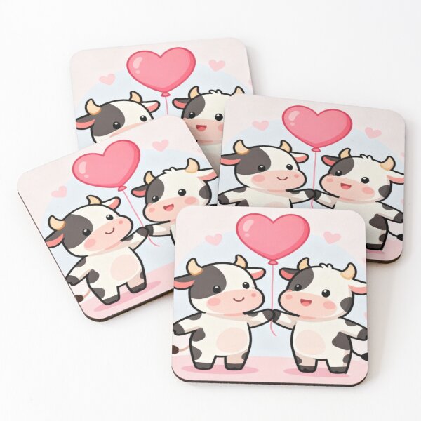 Item preview, Cow Love – Cute Cartoon Cows with Heart Balloon designed and sold by Cristhian Almanza.