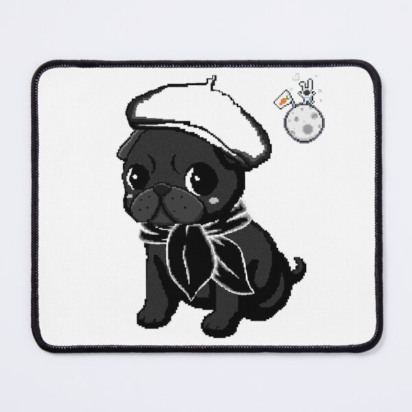 Item preview, Schwarzer Mops Welpe Mond und Hase Pixel Art designed and sold by PopDigital.