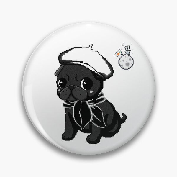 Item preview, Schwarzer Mops Welpe Mond und Hase Pixel Art designed and sold by PopDigital.