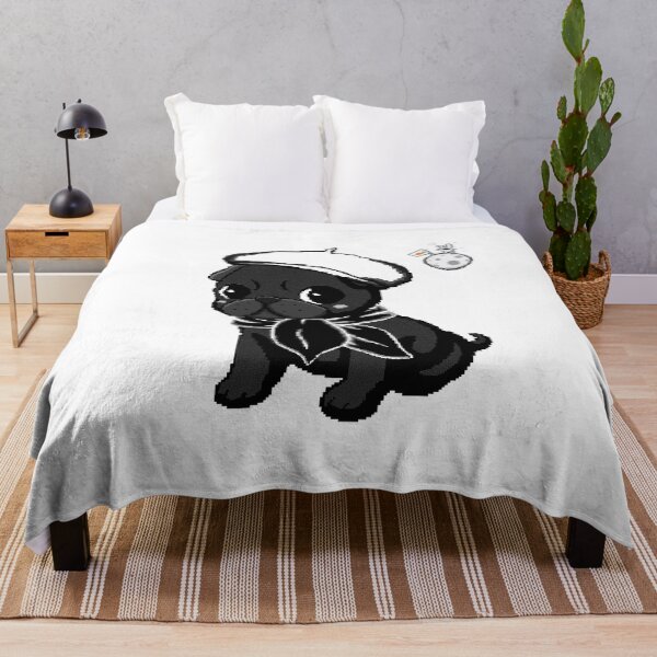 Item preview, Schwarzer Mops Welpe Mond und Hase Pixel Art designed and sold by PopDigital.