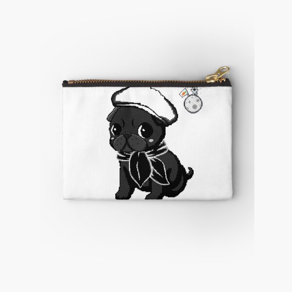 Item preview, Schwarzer Mops Welpe Mond und Hase Pixel Art designed and sold by PopDigital.