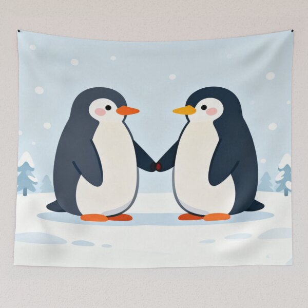 Item preview, Penguin Love – Cute Cartoon Penguins Holding Flippers designed and sold by Cristhian Almanza.