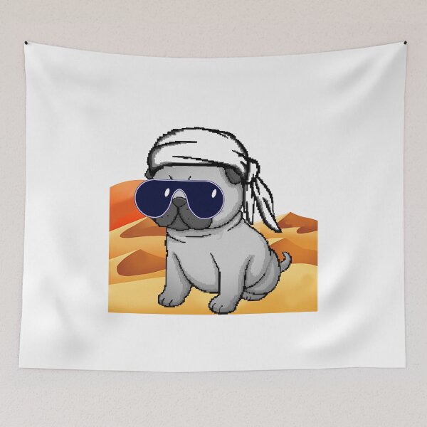 Artikelvorschau, Wüsten Mops Welpe Turban und Brille Pixel Art entworfen und verkauft von PopDigital.