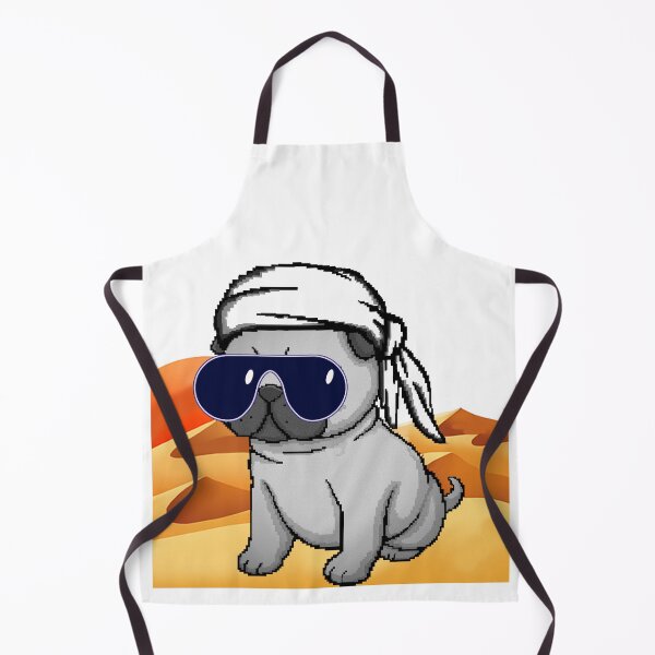 Artikelvorschau, Wüsten Mops Welpe Turban und Brille Pixel Art entworfen und verkauft von PopDigital.