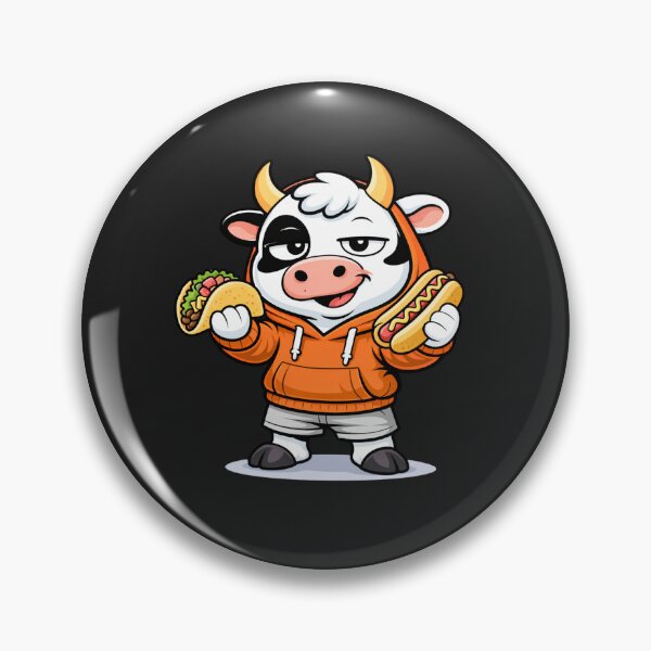 Item preview, Street Food Boss Cow – Cute Mascot Cartoon | Urban Foodie Design designed and sold by ColorSplash123.