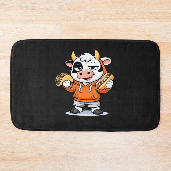 Item preview, Street Food Boss Cow – Cute Mascot Cartoon | Urban Foodie Design designed and sold by ColorSplash123.