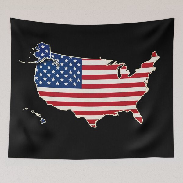 Item preview, United States Stars and Stripes Map designed and sold by Myra365Art.