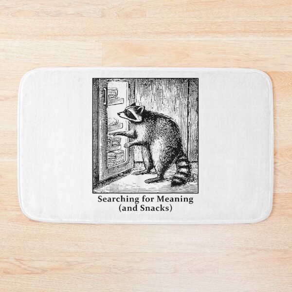 Item preview, Searching for Meaning and Snacks Funny Raccoon at Fridge Linocut Art designed and sold by GalenoHenley.