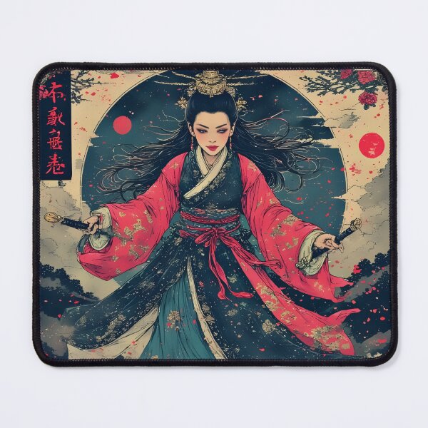 Item preview, Moonlit Samurai Empress Japanese Warrior Ink Art designed and sold by Neer arts.