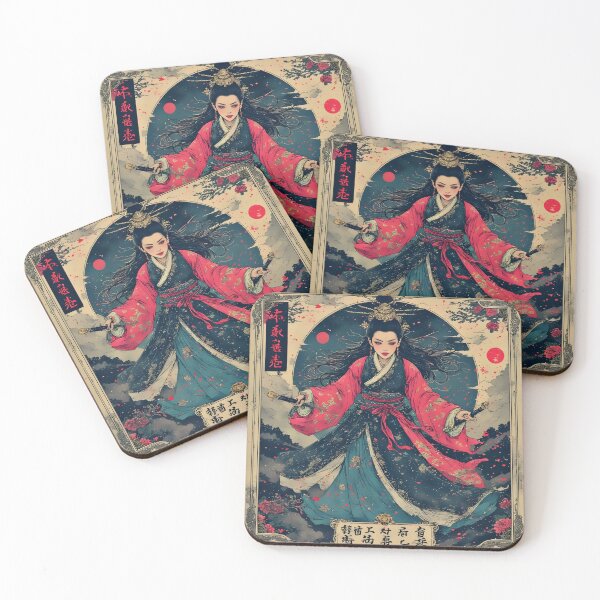 Item preview, Moonlit Samurai Empress Japanese Warrior Ink Art designed and sold by Neer arts.