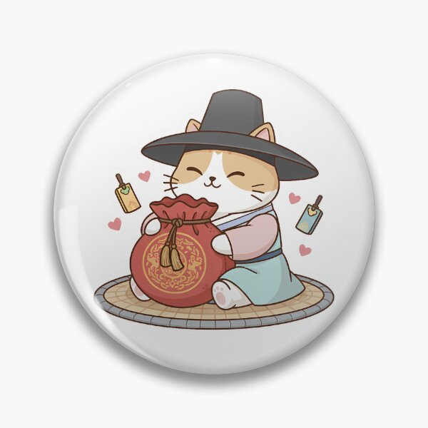 Item preview, Lucky Blessing Cat: Cute Chubby Kitty Hugging Lucky Pouch - Noopnyang Studio designed and sold by NoopnyangStudio.