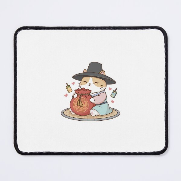 Item preview, Lucky Blessing Cat: Cute Chubby Kitty Hugging Lucky Pouch - Noopnyang Studio designed and sold by NoopnyangStudio.