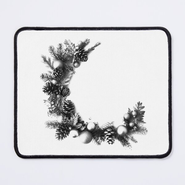 Item preview, Pinecone Christmas Wreath Corner – Black and White Holiday Illustration designed and sold by inkoutninja.