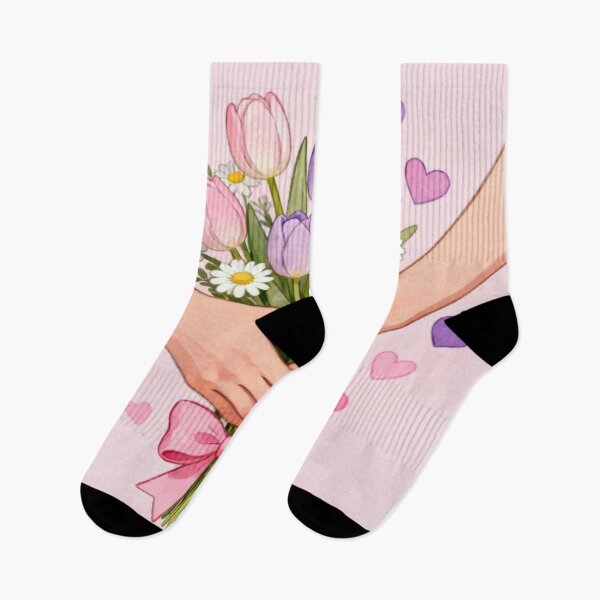 Item preview, Bouquet of Love – Hands Holding Flowers with Hearts designed and sold by Cristhian Almanza.