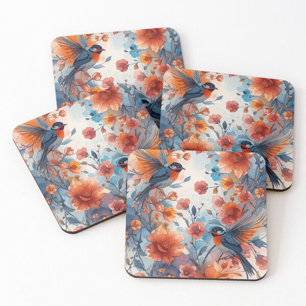 Item preview, Abstract Watercolor Birds and Botanical Blossoms designed and sold by optimusprime39.