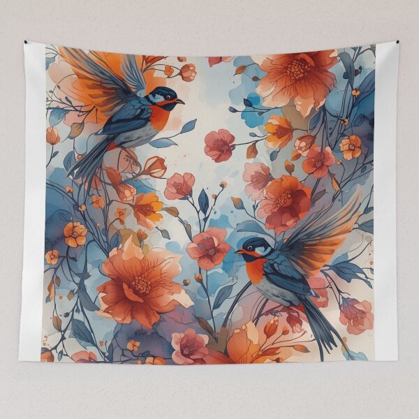 Item preview, Abstract Watercolor Birds and Botanical Blossoms designed and sold by optimusprime39.