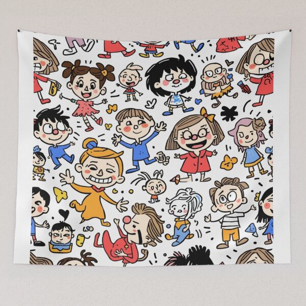 Item preview, Playful Cartoon Character Doodle Pattern designed and sold by optimusprime39.