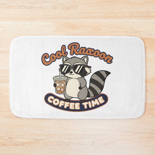 Artikelvorschau, Coole Waschbär-Kaffeezeit – Retro-Typografie-Illustration eines Waschbären beim Eiskaffeetrinken entworfen und verkauft von DIRTYSKETCHH.