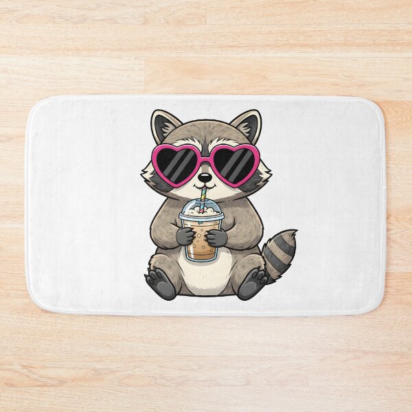 Artikelvorschau, Vintage Waschbär – Retro-Typografie-Illustration: Waschbär trinkt Eiskaffee entworfen und verkauft von DIRTYSKETCHH.