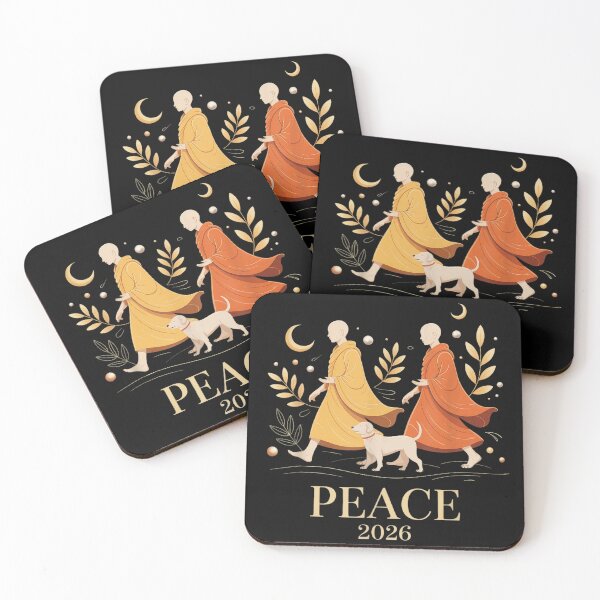 Item preview, Peace 2026 Buddhist Monks Walking With Dog Spiritual Zen Meditation Art designed and sold by LizzyKeiko.