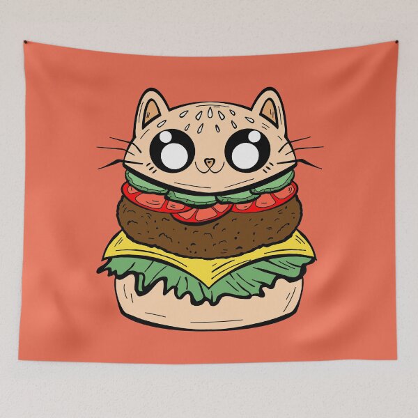 Item preview, Cat burger With light red background  designed and sold by missmann.