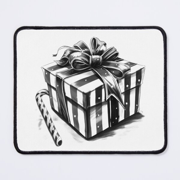 Item preview, Striped Christmas Gift with Candy Cane – Black and White Holiday Illustration designed and sold by inkoutninja.