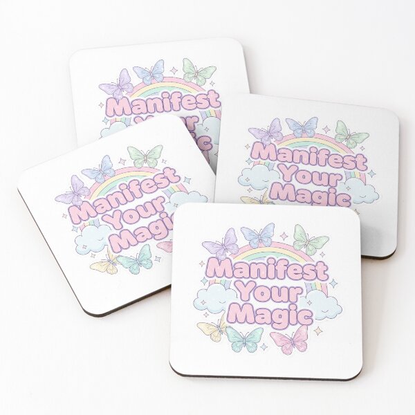 Item preview, 90s Aesthetic Manifest Your Magic - Pastel Butterfly & Rainbow Sticker designed and sold by Dharaamagnetiix.